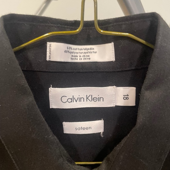 Mens Size 18 Calvin Klein Black Dress Shirt - Picture 3 of 3